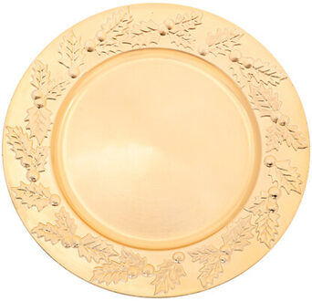 Feeric lights & Christmas Kaarsenbord/onderbord - goud - kunststof - D33 x H1,5 cm- rond