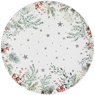 Feeric lights & Christmas Kaarsenbord/onderbord - wit - D33 cm - kunststof - onderzetbord