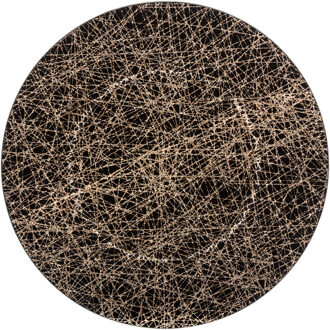 Feeric lights & Christmas Kaarsenbord/onderbord - zwart/goud - kunststof - D33 x H1,5 cm- rond