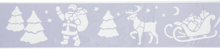 Feeric lights & Christmas Kerst decoratie raamsjablonen - kerstman slee - 12 x 60 cm -raamversiering Wit