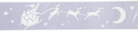 Feeric lights & Christmas Kerst decoratie raamsjablonen - kerstman slee en maan - 12 x 60 cm -raamversiering Wit