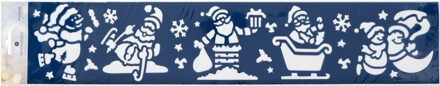 Feeric lights & Christmas Kerst decoratie raamsjablonen - sneeuwpop/kerstman - 60 x 12 cm -raamversiering Wit