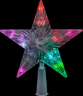 Feeric lights & Christmas Kerst piek - ster - met gekleurde LED verlichting - H19 cm - kunststof - kerstboompiek