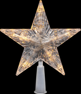 Feeric lights & Christmas Kerst ster piek - met warm witte LED verlichting - H20 cm Transparant