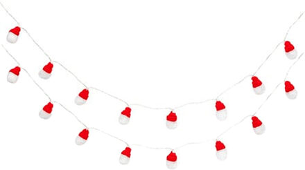 Feeric lights & Christmas Kerst thema lichtsnoer - 2x - kerstmannetjes - 135 cm - 10 LED lampjes - batterij