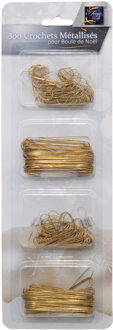Feeric lights & Christmas Kerstbalhaakjes/kerstboomhaakjes - 300x stuks - goud - 7 en 10 cm
