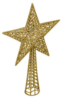 Feeric lights & Christmas Kerstboom piek - ster vorm - goud - kunststof - 37,5 cm - kerstpiek - kerstversiering