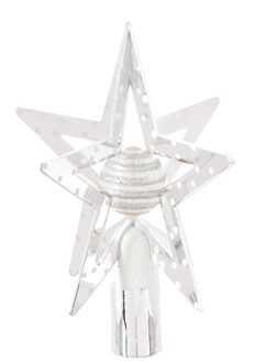 Feeric lights & Christmas Kerstboom piek - ster - wit/zilver - H27 cm - kunststof - kerstboompiek