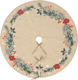 Feeric lights & Christmas Kerstboomrok/kerstboom kleed - kerststerren - D90 cm - polyester Beige