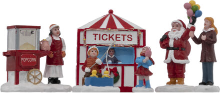 Feeric lights & Christmas Kerstdorp accessoires - miniatuur figuurtjes - kermis - Kerstdecoratie Rood