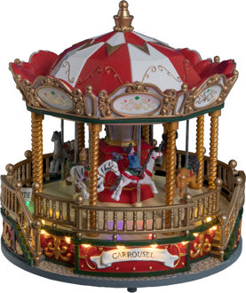 Feeric lights & Christmas Kerstdorp draaimolen/carrousel draaiend - licht -muziek - Kerstdorpen Multikleur