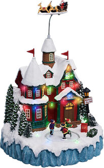 Feeric lights & Christmas Kerstdorp kerst tafereel - met muziek, beweging en led verlichting - 23 x 21 x 34,5 cm Multi