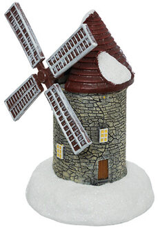 Feeric lights & Christmas Kerstdorp kerst tafereel - molen - met beweging en led verlichting - 15 cm