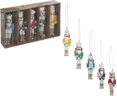 Feeric lights & Christmas Kersthangers - kerst figuurtjes - 5x - gekleurd - kunststof - 10 cm Multi