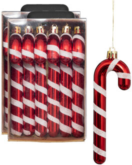 Feeric lights & Christmas Kersthangers - zuurstokken - 12x stuks - kunststof - 14 cm