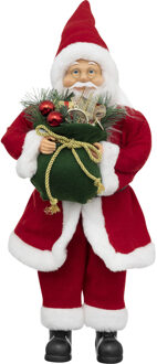 Feeric lights & Christmas Kerstman pop/kerstpop beeld/figuur - H50 cm - rood - staand