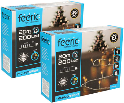 Feeric lights & Christmas Kerstverlichting - 2x - warm wit - 20 meter - 200 led lampjes - transparant snoer
