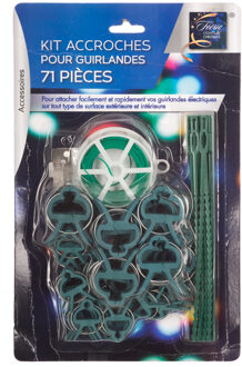 Feeric lights & Christmas Kerstverlichting accessoires set - 71-delig - ophang set - lichtslinger ophangen Groen