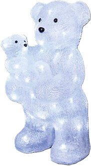 Feeric lights & Christmas Kerstverlichting figuur - ijsbeer met baby - H44 cm - 56 led lampjes - verlichte figuren Wit