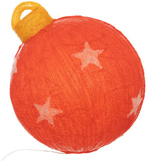 Feeric lights & Christmas Kerstverlichting figuur - kerstbal - rood - met sterren - 34 x 34 x 37 cm - 60 LED lampjes wit