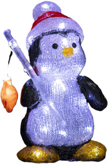 Feeric lights & Christmas Kerstverlichting figuur - pinguin - H25 cm - 30 led lampjes - op batterij - voor buiten Wit
