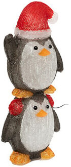 Feeric lights & Christmas Kerstverlichting figuur - pinguins - 49 cm - solar - 50 led lampjes - knipperfunctie