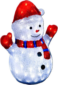 Feeric lights & Christmas Kerstverlichting figuur - sneeuwpop - H48 cm - 90 led lampjes - solar - voor buiten