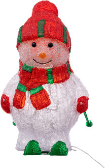Feeric lights & Christmas Kerstverlichting figuur - sneeuwpop op ski - 40 x 24,5 x 45 cm - LED decoratie kerstfiguren