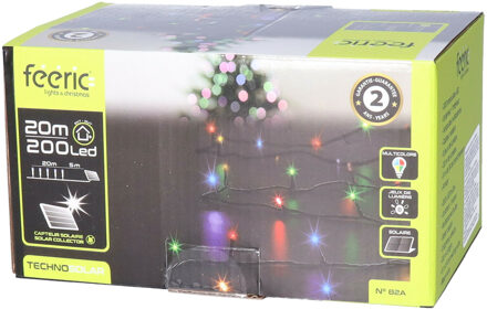 Feeric lights & Christmas Kerstverlichting - gekleurd - 20 meter - 200 led lampjes - zwart snoer - solar Multi
