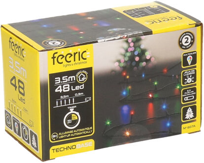 Feeric lights & Christmas Kerstverlichting - gekleurd - 3,5 m- 48 led lampjes - zwart snoer - batterij Multi