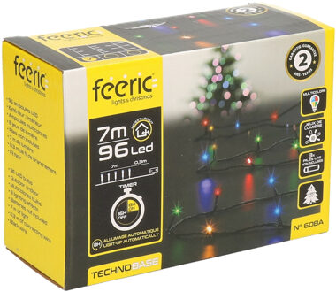 Feeric lights & Christmas Kerstverlichting - gekleurd - 7 meter - 96 led lampjes - zwart snoer - op batterijen Multi