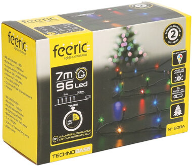 Feeric lights & Christmas Kerstverlichting - gekleurd - 7 meter - 96 led lampjes - zwart snoer - op batterijen