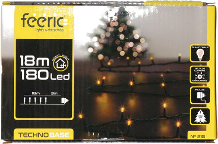 Feeric lights & Christmas Kerstverlichting lichtsnoer - 180 led lampjes - warm wit - 18 meter -?groen snoer