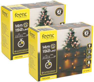Feeric lights & Christmas Kerstverlichting - set van 2x st- warm wit - 14 m - 192 leds -zwart snoer - op batterij