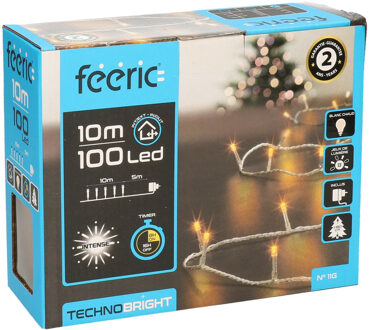 Feeric lights & Christmas Kerstverlichting - warm wit - 10 meter - 100 led lampjes - transparant snoer