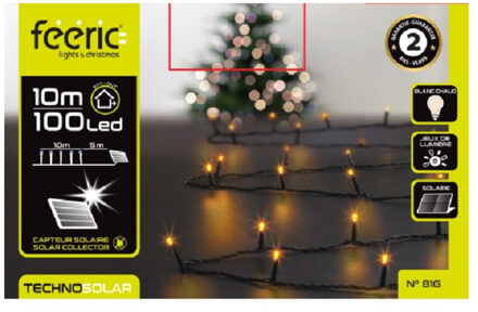 Feeric lights & Christmas Kerstverlichting - warm wit - 10 meter - 100 led lampjes - zwart snoer - solar