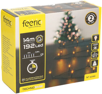 Feeric lights & Christmas Kerstverlichting - warm wit - 14 meter - 192 led lampjes - zwart snoer - op batterijen