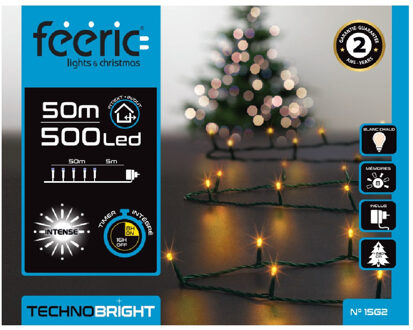 Feeric lights & Christmas Kerstverlichting - warm wit - 50 meter - 500 led lampjes - groen snoer - 8 functies