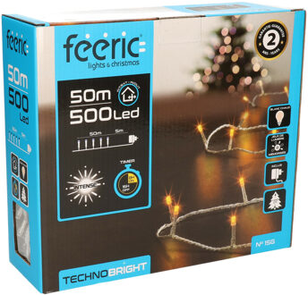 Feeric lights & Christmas Kerstverlichting - warm wit - 50 meter - 500 led lampjes - transparant snoer
