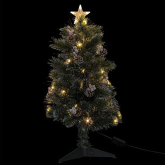 Feeric lights & Christmas Kleine kunst kerstboom/kunstboom -H90 cm - met decoratie en licht Groen