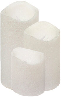 Feeric lights & Christmas LED kaarsen/stompkaarsen set - 3x stuks - wit - glitter
