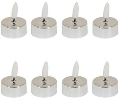 Feeric lights & Christmas LED theelichtjes - 8x st - zilver - glans - 5,5 cm - waxinelichtjes?- led kaarsen