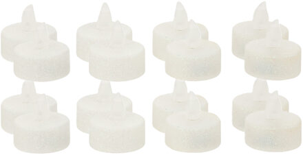 Feeric lights & Christmas LED theelichtjes/waxinelichtjes - 16x stuks - wit - glitter en glans
