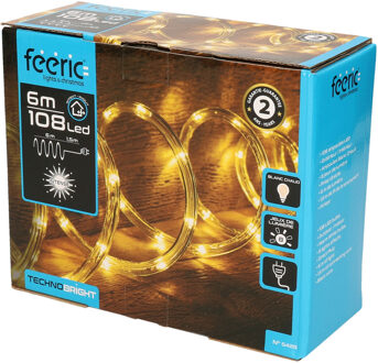 Feeric lights & Christmas Lichtslang/slangverlichting 6 meter met 108 lampjes warm wit