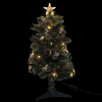 Feeric lights & Christmas Micro fiber kunst kerstboom -H90 cm - met decoratie en verlichting - kunstboom Groen