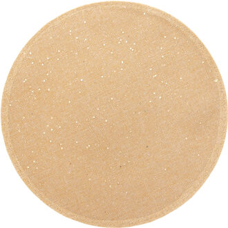 Feeric lights & Christmas Placemat - goud glitter - rond - D38 cm - jute - Voor o.a. Kerstmis/bruiloft/feest