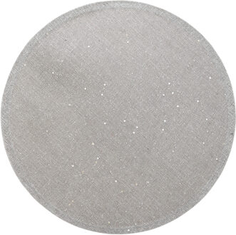 Feeric lights & Christmas Placemat - zilver glitter - rond - D38 cm - jute - Voor o.a. Kerstmis/bruiloft/feest