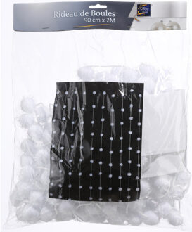 Feeric lights & Christmas Sneeuwballen decoratie gordijn - 90 x 200 cm - wit - Deurgordijnen/decoratie gordijnen