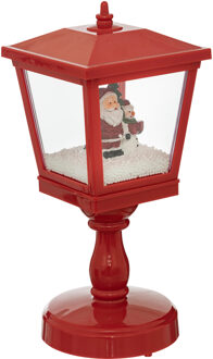 Feeric lights & Christmas Snowglobe/sneeuw lantaarn - rood - D13,5 x H31 cm - met kerstman - vloerlantaarn