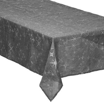 Feeric lights & Christmas Tafelkleed/tafellaken - zilver - sterren - 140 x 360 cm - polyester - rechthoekig